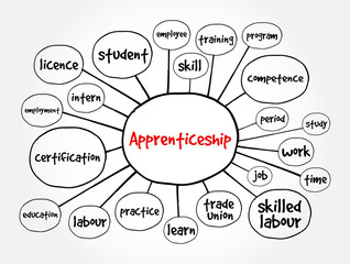 Apprenticeship mind map, concept for presentations and reports