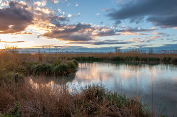 Sunset at the Albufera de Valencia in autumn