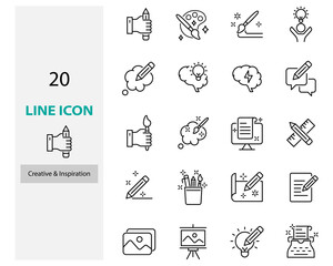 set of creative icons, idea, concept, bulb, thinks