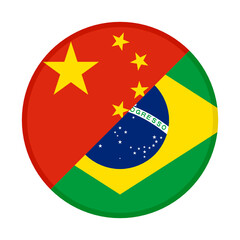 round icon with china and brazil flags, isolated on white background