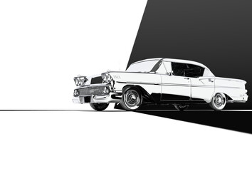 
3D auto, 3D rendering american car, metal car