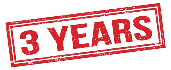 3 YEARS red grungy rectangle stamp.