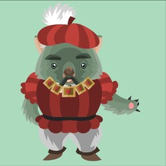 wombat in renaissance clothing