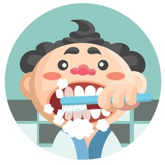 boy brushing his teeth