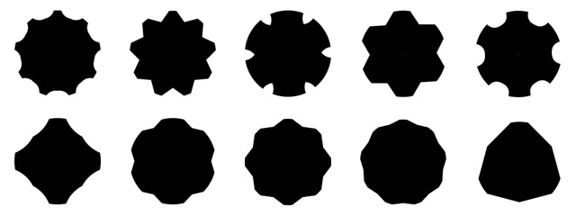 vector silhouettes of label shape icon isolated black collection abstract background pattern vector illustration graphic design 