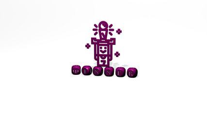 3D graphical image of winner vertically along with text built by metallic cubic letters from the top perspective, excellent for the concept presentation and slideshows. illustration and background