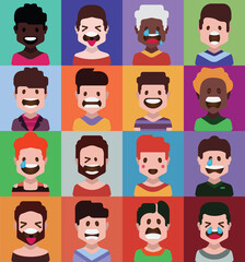 User avatars, avatars with empty faces and heads for social network ( Male and female faces 