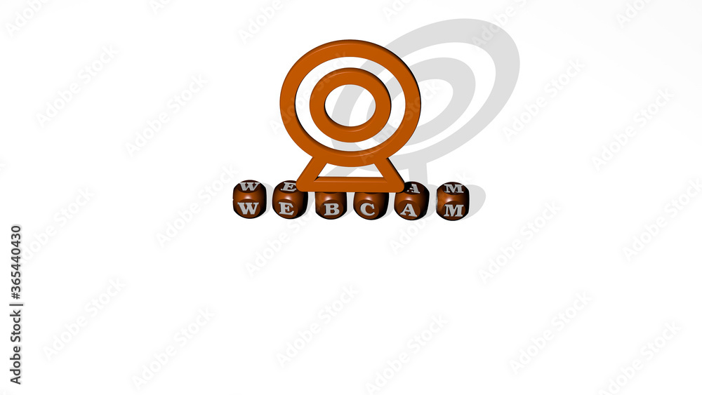 Fototapete 3d illustration of webcam graphics and text made by metallic dice letters for the related meanings o