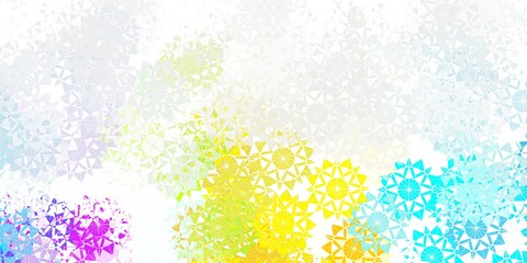 Light multicolor vector beautiful snowflakes backdrop with flowers.