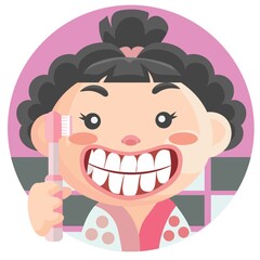 girl with toothbrush