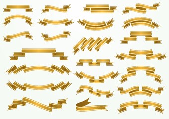 set of empty ribbon banners