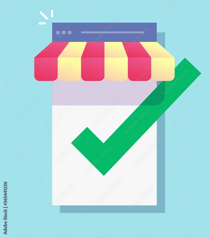 Poster internet store shop online e-commerce concept on mobile phone screen vector or digital ecommerce web