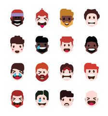 User avatars, avatars with empty faces and heads for social network ( Male and female faces 