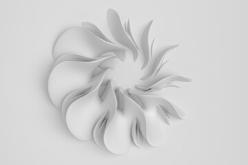 Fototapeta na wymiar White light delicate abstract 3D background of a wave curving intertwining and writhing surface. 3D illustration on a white background with copy space