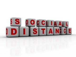 Fototapeta premium 3d illustration Social Distance in cube