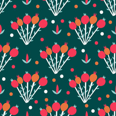 Seamless pattern plant flower abstract. Naive hand drawn design. Ornament for home decor, fabric, textile.
