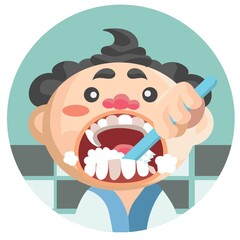 boy brushing his teeth