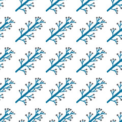 Seamless pattern plant flower abstract. Naive hand drawn design. Ornament for home decor, fabric, textile.