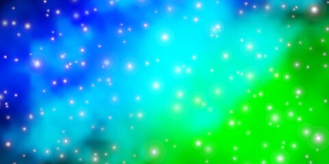 Light Blue, Green vector texture with beautiful stars. Colorful illustration in abstract style with gradient stars. Best design for your ad, poster, banner.