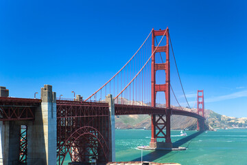 lower view of Golden Gate Bridge in San Francisco