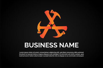 Unique Triangle Hammer Logo Template