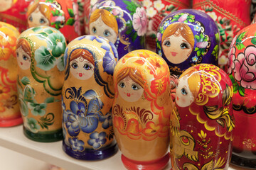 Fototapeta premium Colorful Matryoshka dolls, Russia