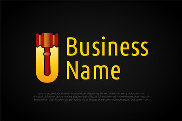 Letter U Law Hammer Logo Template