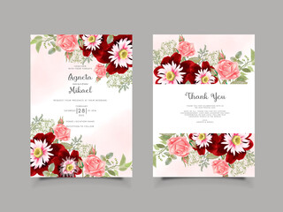 beautiful and elegant wedding invitation card with floral concept