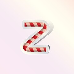 alphabet small letter z in candy cane design