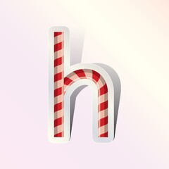 alphabet small letter h in candy cane design