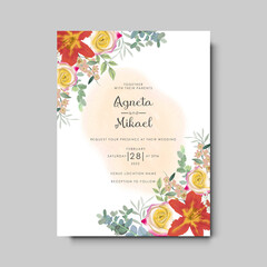 beautiful and elegant wedding invitation card with floral concept