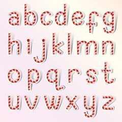 small letter alphabets in candy cane design