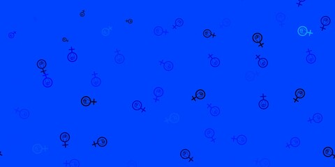 Light BLUE vector texture with women's rights symbols.