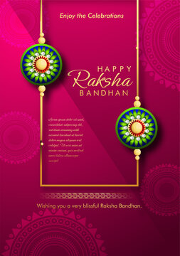 Raksha bandhan Festival Background Design with Creative Rakhi Illustration - Indian Religious Festival Background Vector Illustration