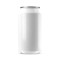 Metallic drink can mockup on white background