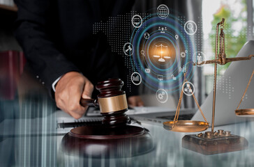 Concepts of Law and Legal services.	Law interface icons.
