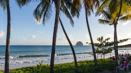 Landscape from Diamant Beach in the caribbean sea in Martinique