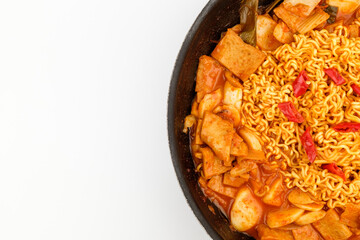 Tteokbokki Ramen on white background