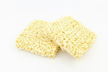 Fried noodles on a white background