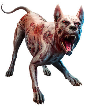 Monstrous Zombie hound 3D illustration