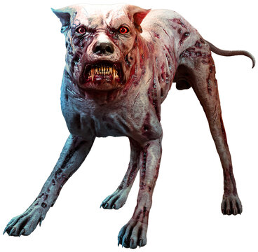 Monstrous Zombie hound 3D illustration
