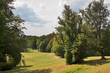 Fototapeta na wymiar Park Muzakowski (Park von Muskau) near Leknica. UNESCO World Heritage Site. Poland
