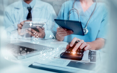 Medical technology and futuristic concept. Doctor hologram modern virtual screen interface.	