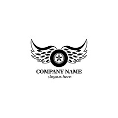 wheel logo illustration of eagle wings design vector