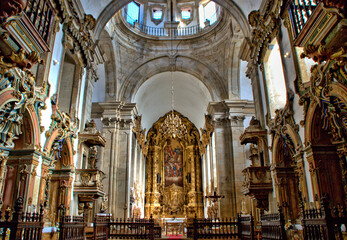 Interior of the church of the Monastery of Sao Miguel de Refojos in Cabeceiras de Basto, Portugal