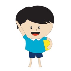 boy holding a ball with arm raised