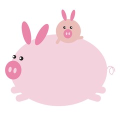 pig cartoon playing with its piglet