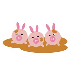 piglet cartoons playing in the mud