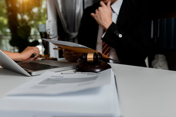 Fototapeta na wymiar Concepts of Law and Legal services. Lawyer working at table office.