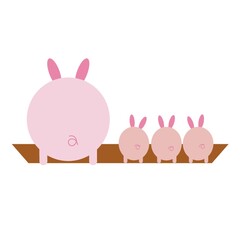 pig cartoon feeding with its piglets